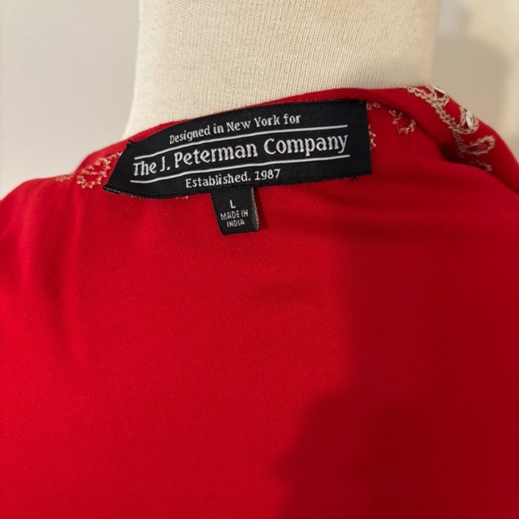 The J Peterman Company Women’s Red Wrap Dress Maxi Midi  High Low Size Large - Picture 11 of 12